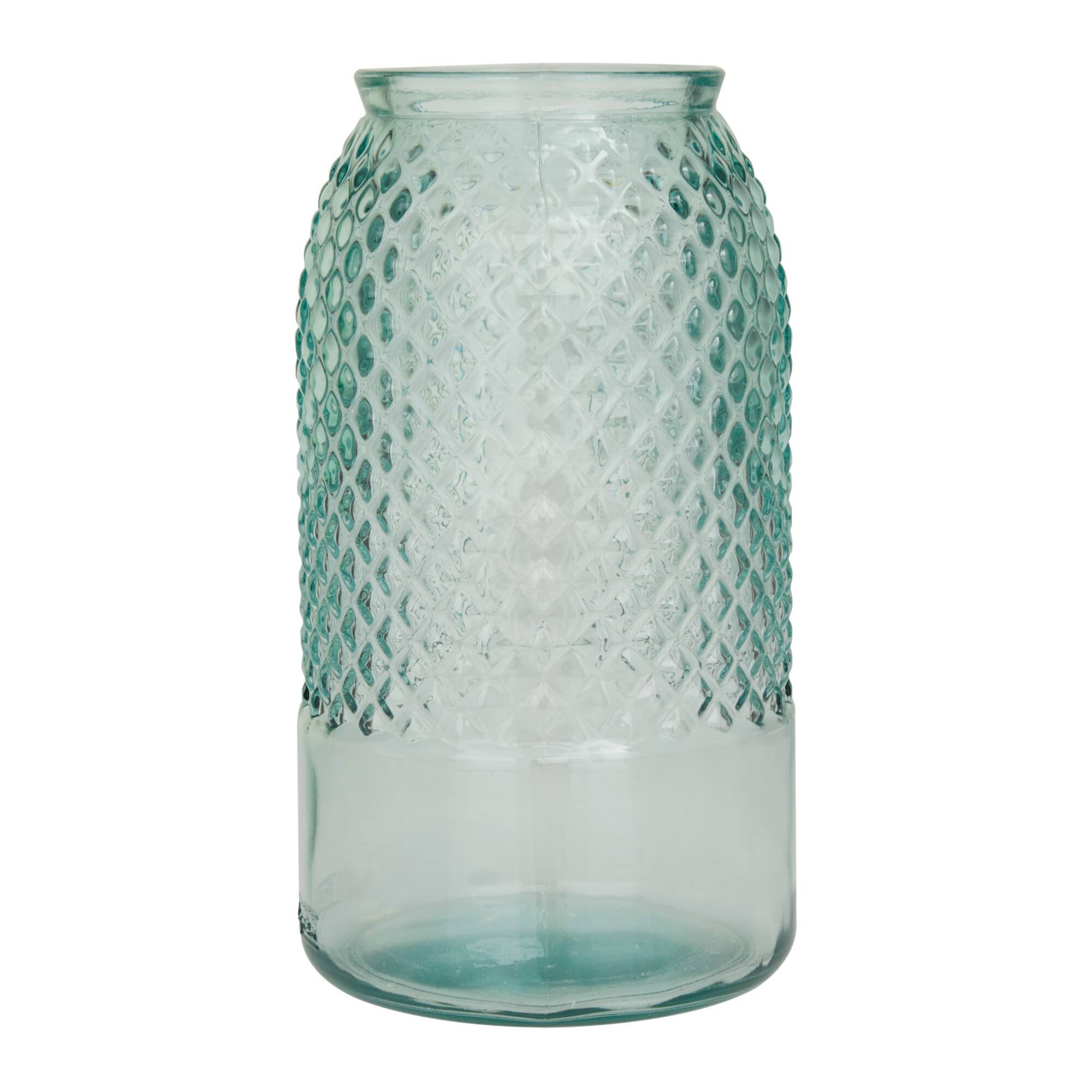 Blue Recycled Glass Spanish Decorative Jars 6" x 6" x 11"